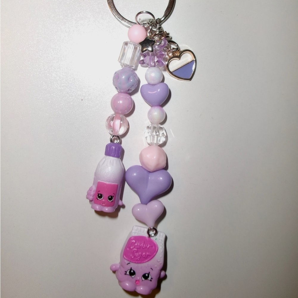 Shopkins Pink and Purple Charm Keychain